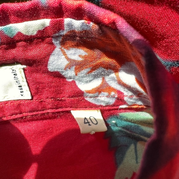 Etro Red Floral 100% Cotton Long Sleeves Lightweight Button Down Collared Top 40 - Picture 7 of 8